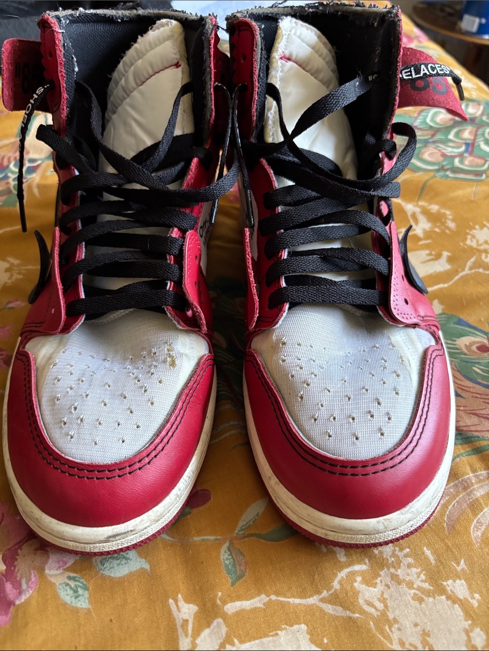 JORDAN SNEAKS Red, White & Black High-Top Sneakers